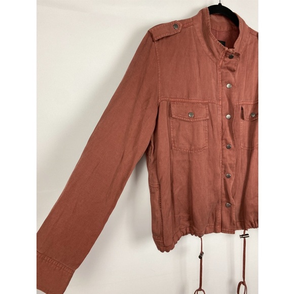 Rails Womens Collins Linen Blend Moto Jacket M Burgundy Moto Boho Guinevere Beck - Picture 5 of 10